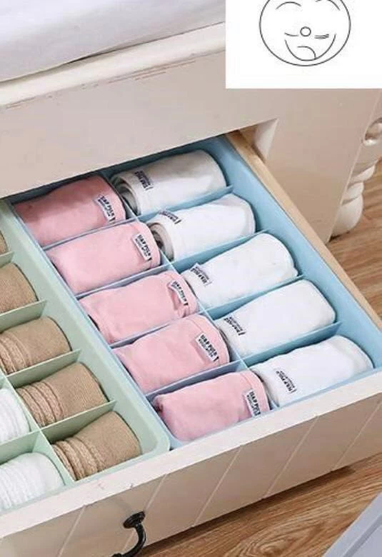 صناديق تخزين ملابس داخلية مع اغطية ، 3 قطع - أزرق فاتح